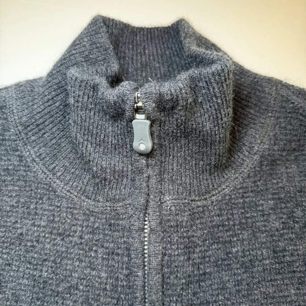 QOR 100% Cashmere 1/4 Zip Gray Thermal Sweater Large